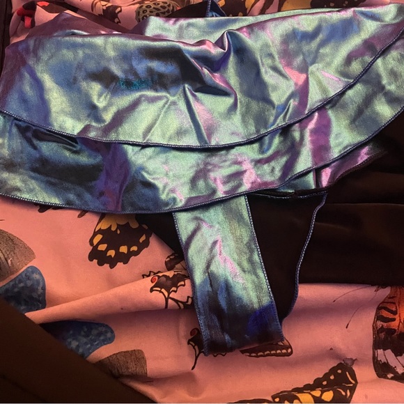 Metallic Teal Ruffled Rave Skirt - Picture 3 of 3